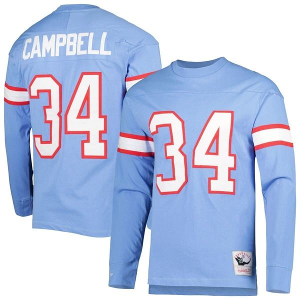 ミッチェルネス メンズ トップス Tシャツ Mens Mitchell Ness Earl Campbellight Blue Houston Oilers 1984 Retired Player N