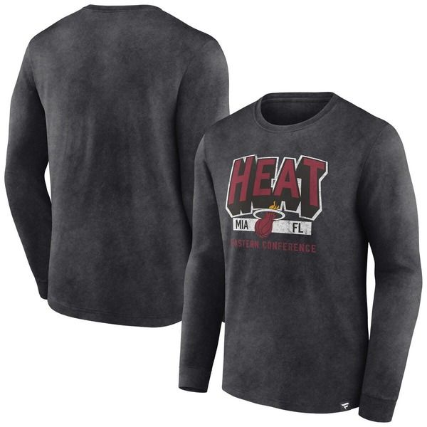 ファナティクス メンズ トップス Tシャツ Mens Fanatics Branded Heather Charcoal Miami Heat Front Court Pressnowash Long