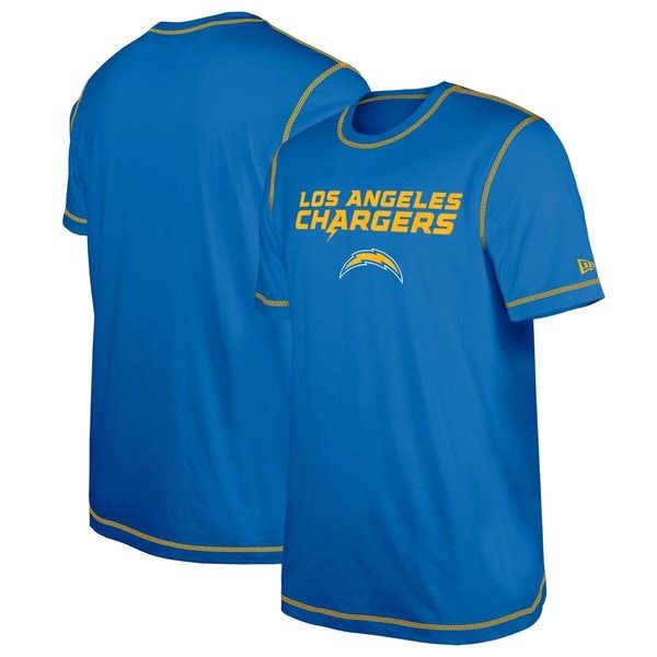 ニューエラ メンズ トップス Tシャツ プリント ダウン Mens New Era Blue Los Angeles Chargers Thirdown Puff PrintShirt Blue ブル