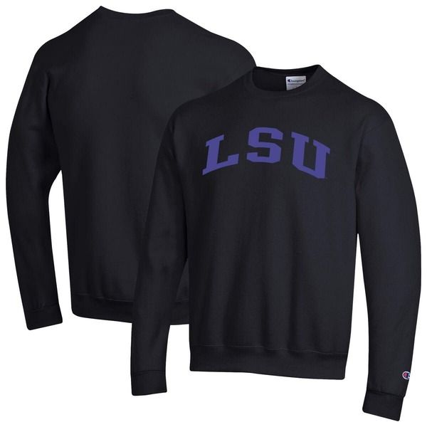 チャンピオン メンズ アウター パーカー・スウェット シャツ フリース Mens Champion Black LSU Tigers Basic Arch Fleece Pullover Sweats