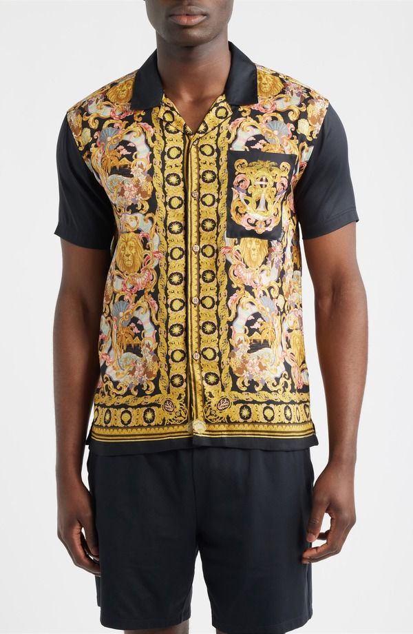 ボーディーズ メンズ トップス シャツ プリント Boardies Baroque Print Camp Shirt Black ブラック