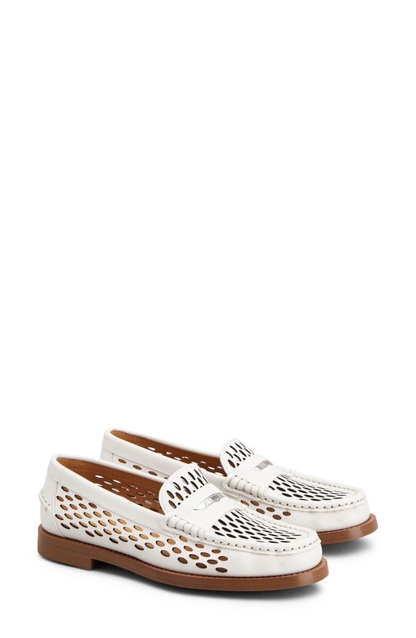 トッズ レディース シューズ スリッポン・ローファー Tods Laser Cut Calfskin Loafer Bianco Calce