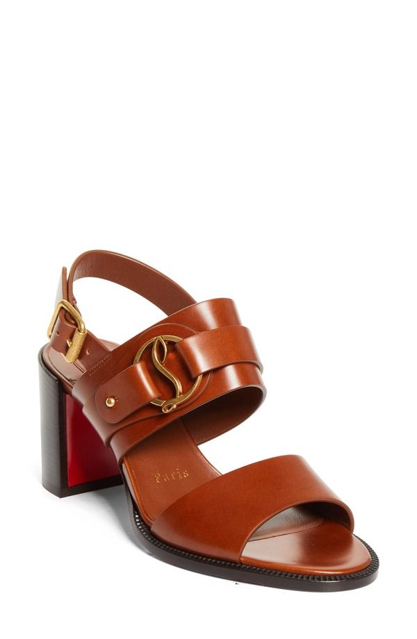 クリスチャン・ルブタン レディース シューズ サンダル ヒール Christian Louboutin Roma Block Heel Sandal Dark CarmineBrown ブラウン