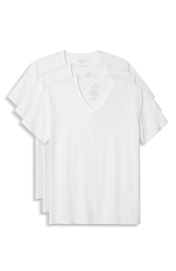 トミージョン メンズ トップス Tシャツ Vネック Tommy John 3Pack Second Skin Modern Fit Stretch Modal VNeck Undershirts Wh