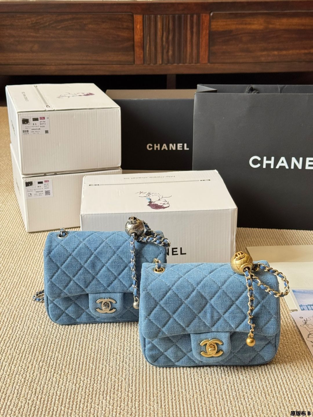 【今日特価】Chanel Denim 金球スクエアバッグ シャネル デニム ゴールドボール スクエア バッグ