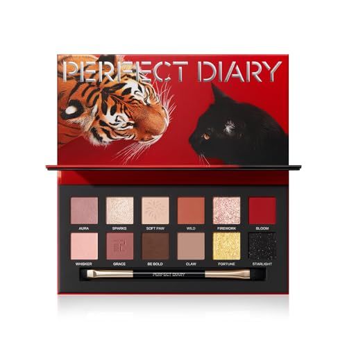 PERFECT DIARY パーフェクトダイアリー 動物アイシャドウパレット 人気アイメイク ギフト プレゼント 高発色&高密着 メイクパレット (1.2gx12色) (虎&猫)ma 397d8739