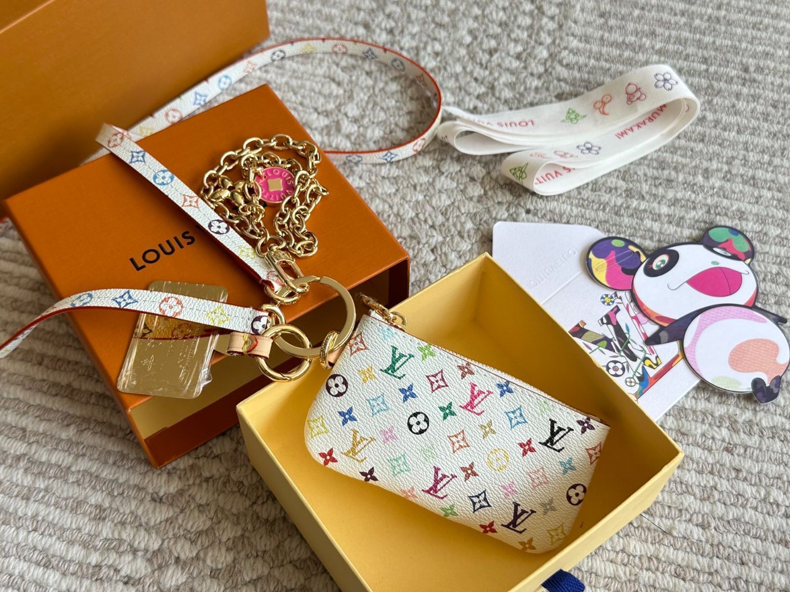 【今日特価】LV x 村上隆 ホワイトトリコロール スマホチェーンバッグ