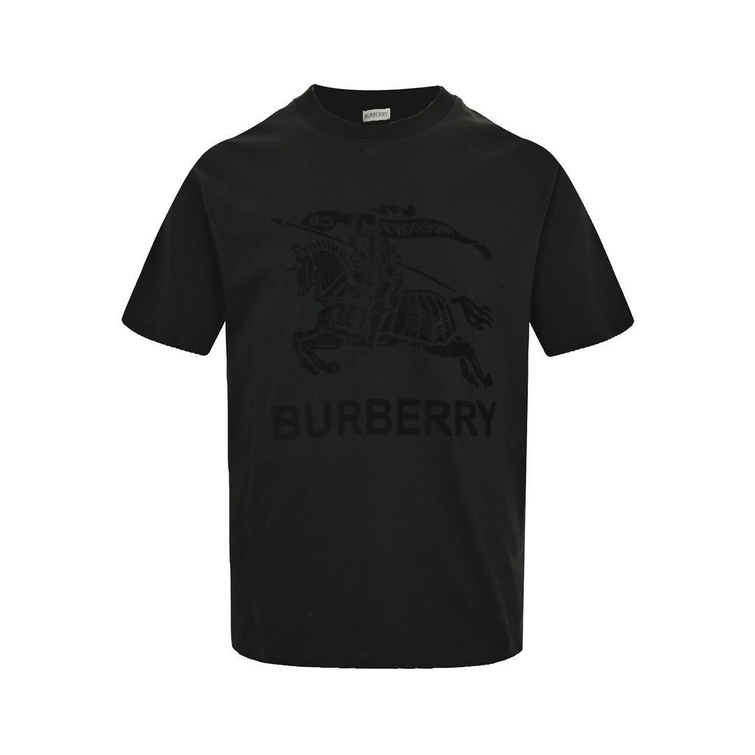 【今日特価】Burberry 24ss フロッキングライディングホースプリント T シャツ