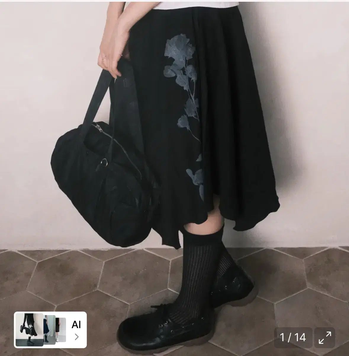 フラグ出品 アンジェラ ローズ アシンメトリー スカート ブラック