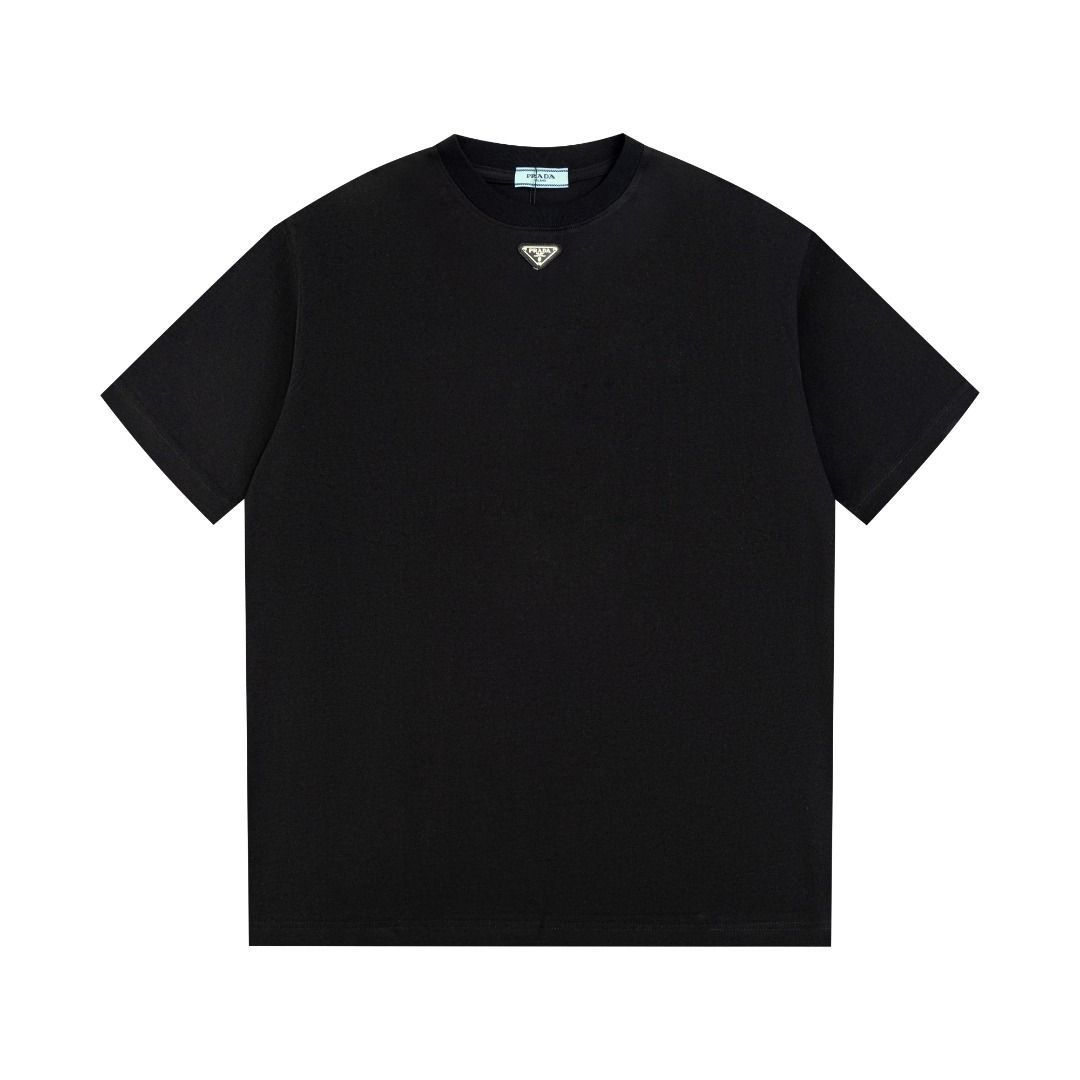【今日特価】Prada トライアングルロゴ ミニマル T シャツ（カップル款
