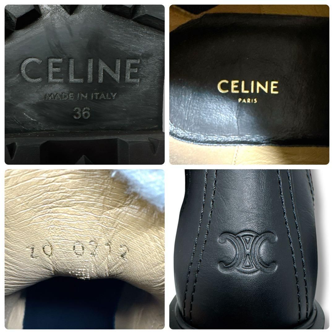 CELINE セリーヌ レザーブーティ ブラック 36 セリーヌ ショートブーツ ブラック マーガレット サイドゴア レザー
