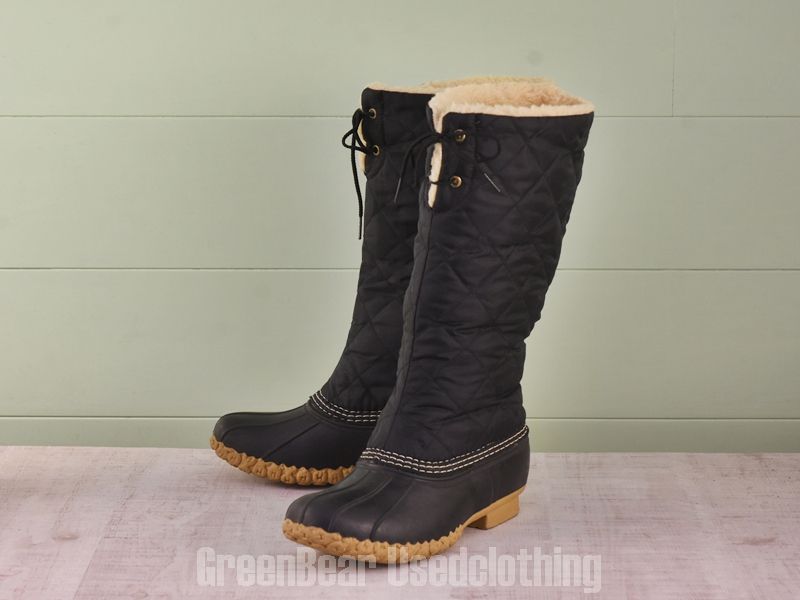 E766 USA製 L.L.Bean ビーンブーツ ナイロン 紺 レディース W7M 24cm