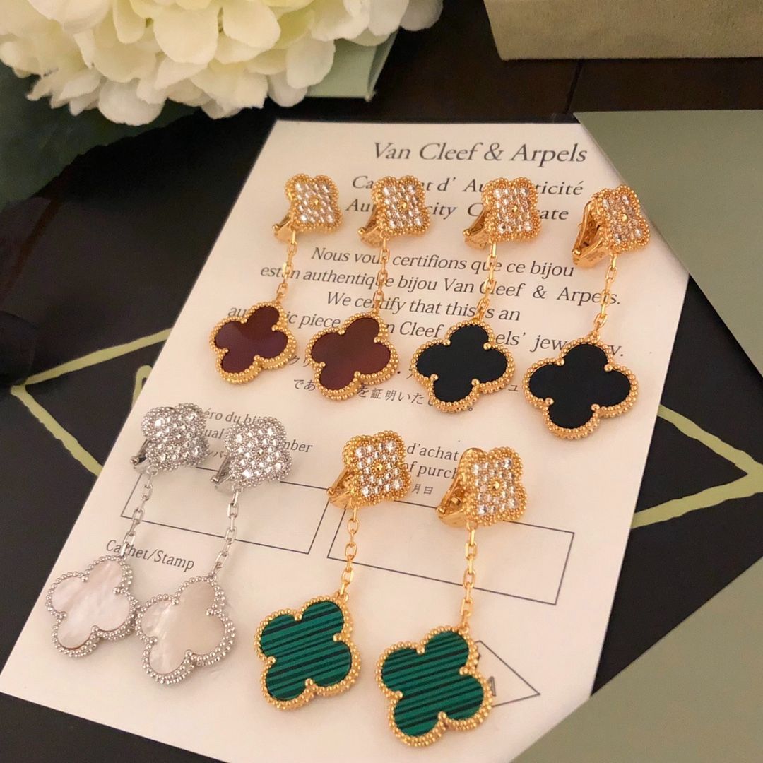 [Van Cleef & Arpels] アルハンブラ ダブルフラワー イヤリング | ヴァン クリーフ & アーペル レディースジュエリー｜本日限定特価｜新品未使用-WTO輸入1