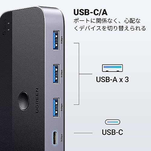 UGREEN USB3.0 切替器 2PCでUSB-C&Aデバイス共有 5Gbps高速転送 USB 切り替え プリンタ/マウス/キーボード/ハブなどを切替 リモコン&切替ボタン 切り替え機 2*USBケーブル&リモコン付き スカイグレーt 6bf1aaf3 UGREEN USB3.0 切替器 2PCでUSB-C&Aデバイス共有 5Gbps高速転送 USB 切り替え プリンタ/マウス/キーボード/ハブなどを切替 リモコン&切替ボタン 切り替え機 2*USBケーブル&リモコン付き スカイグレーt 6bf1aaf3