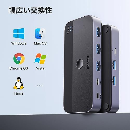 UGREEN USB3.0 切替器 2PCでUSB-C&Aデバイス共有 5Gbps高速転送 USB 切り替え プリンタ/マウス/キーボード/ハブなどを切替 リモコン&切替ボタン 切り替え機 2*USBケーブル&リモコン付き スカイグレーt 6bf1aaf3 UGREEN USB3.0 切替器 2PCでUSB-C&Aデバイス共有 5Gbps高速転送 USB 切り替え プリンタ/マウス/キーボード/ハブなどを切替 リモコン&切替ボタン 切り替え機 2*USBケーブル&リモコン付き スカイグレーt 6bf1aaf3