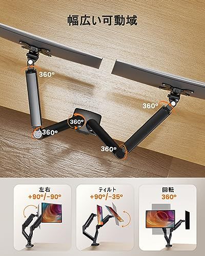 ErGear モニターアーム デュアル 2画面 17?32インチ対応 耐荷重各10kg ガススプリング式 ディスプレイアーム PCアーム ロング VESA 75x75mm 100x100mm対応 クランプ式 グロメット式t c643b17a ErGear モニターアーム デュアル 2画面 17?32インチ対応 耐荷重各10kg ガススプリング式 ディスプレイアーム PCアーム ロング VESA 75x75mm 100x100mm対応 クランプ式 グロメット式t c643b17a
