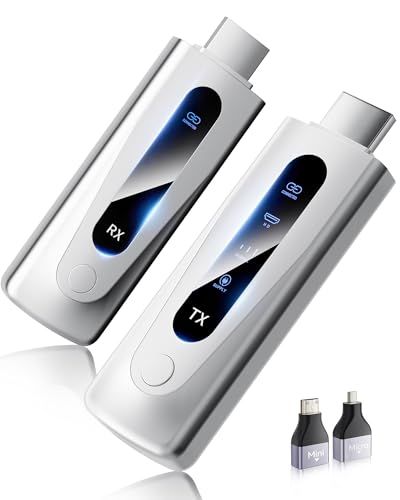 hdmi 無線 ワイヤレス hdmi 送受信機セット 0.03秒超低遅延「1080P/5G+2.4G/100m安定転送/日本技適認証取得」小型 挿すだけで使える WIFI&設定不要 映像音声同期出力 LEDディスプレイ搭載 8台増設可能 収納 e4d50072