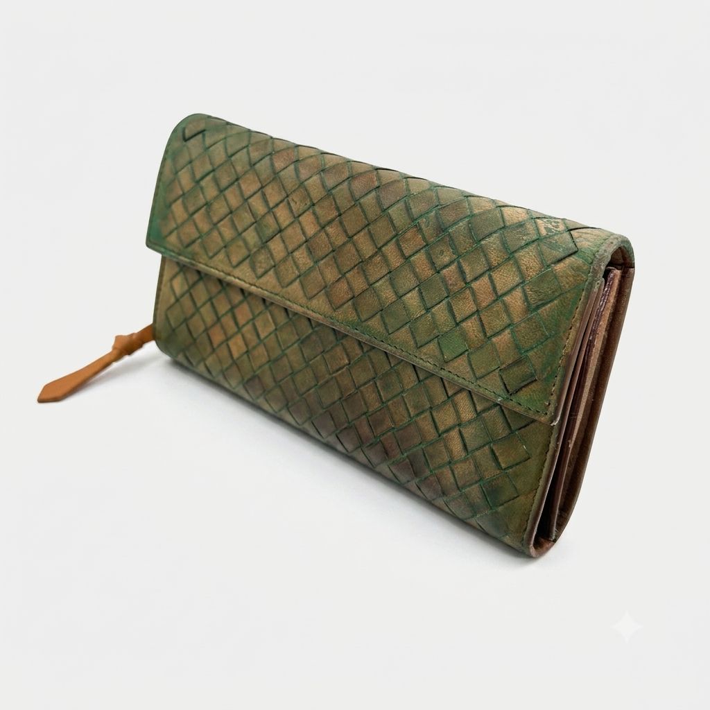 【Vintage Custom】BOTTEGA VENETA ボッテガヴェネタ イントレチャート Long Wallet 150509 エイジングを活かした軽微なリペア 高耐久Top Coat 一点物