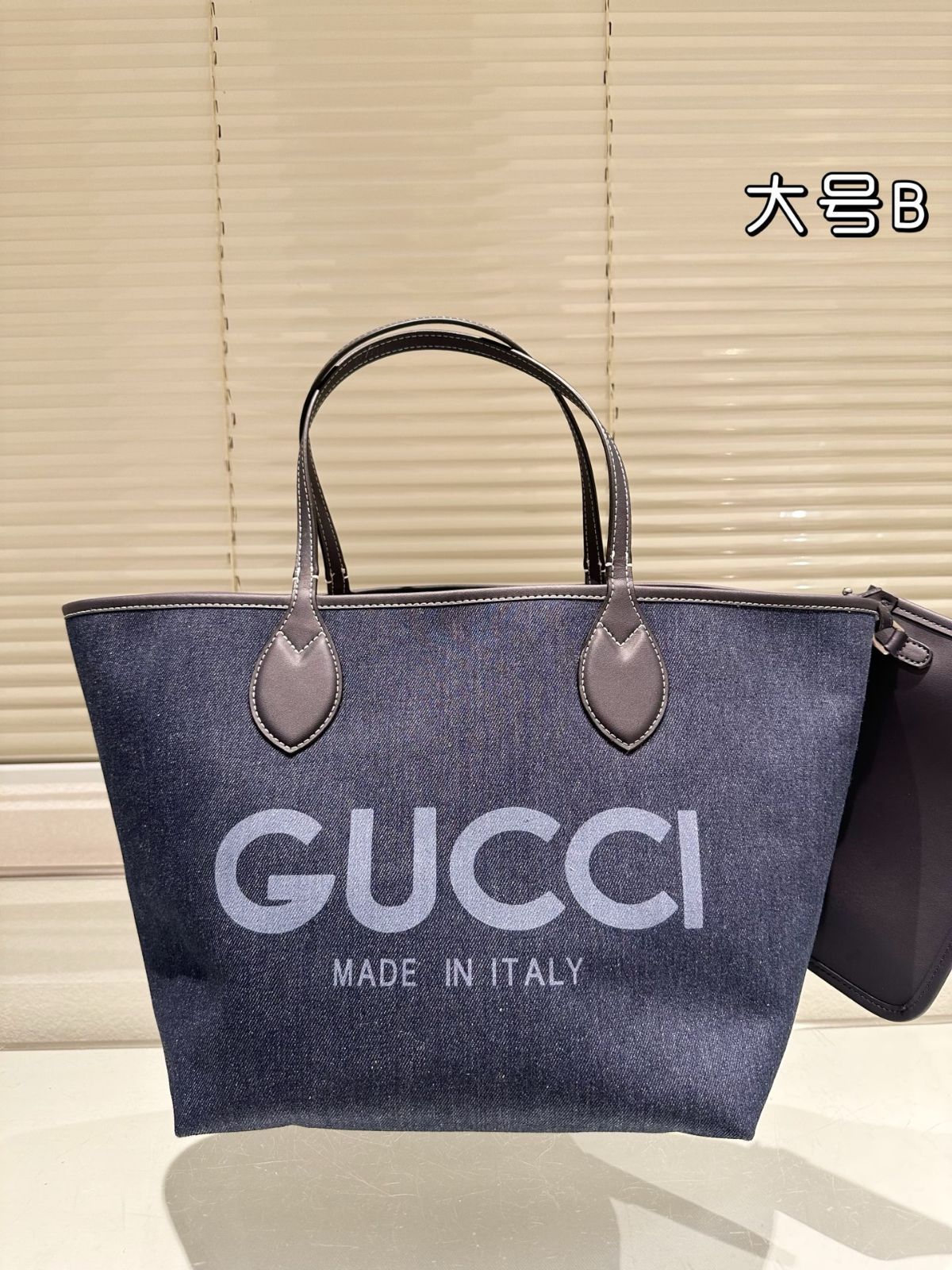 【今日特価】Gucci Totissima Denim Tote グッチ トッティッシマ デニム トートバッグ（M サイズ）-WTO輸入