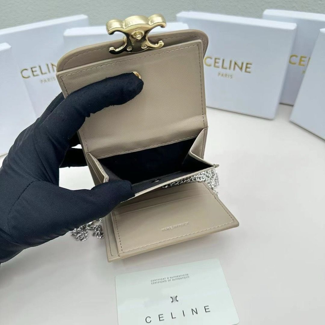 【本日限定】?Celine トリオンフ チェーンウォレット 10783 ? 高級本革＆チェーン付き！マルチ使い[本日特価|新品未使用品]-MM輸入
