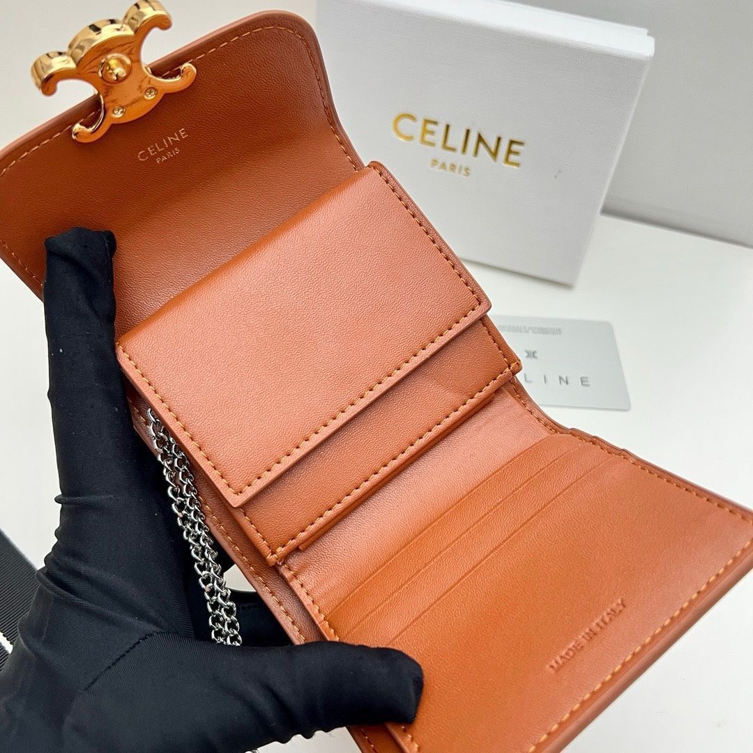 【本日限定】?Celine トリオンフ チェーンウォレット 10783 ? 高級本革＆チェーン付き！マルチ使い可能[本日特価|新品未使用品]-MM輸入