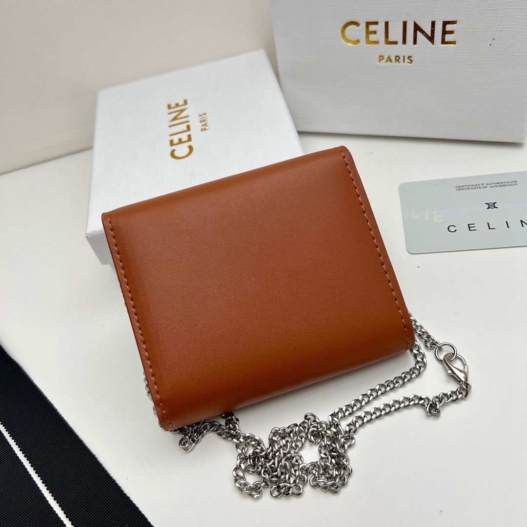 【本日限定】?Celine トリオンフ チェーンウォレット 10783 ? 高級本革＆チェーン付き！マルチ使い可能[本日特価|新品未使用品]-MM輸入