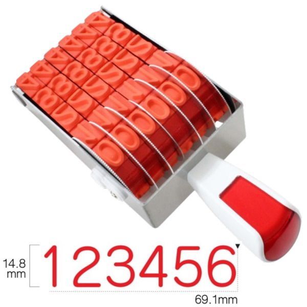 回転印 数字 番号用 初号 ゴシック体 6連 スタンプ 12.3mm×62.1mm 回転ゴム印 6連回転印 リピスター RS-6G0 日本製