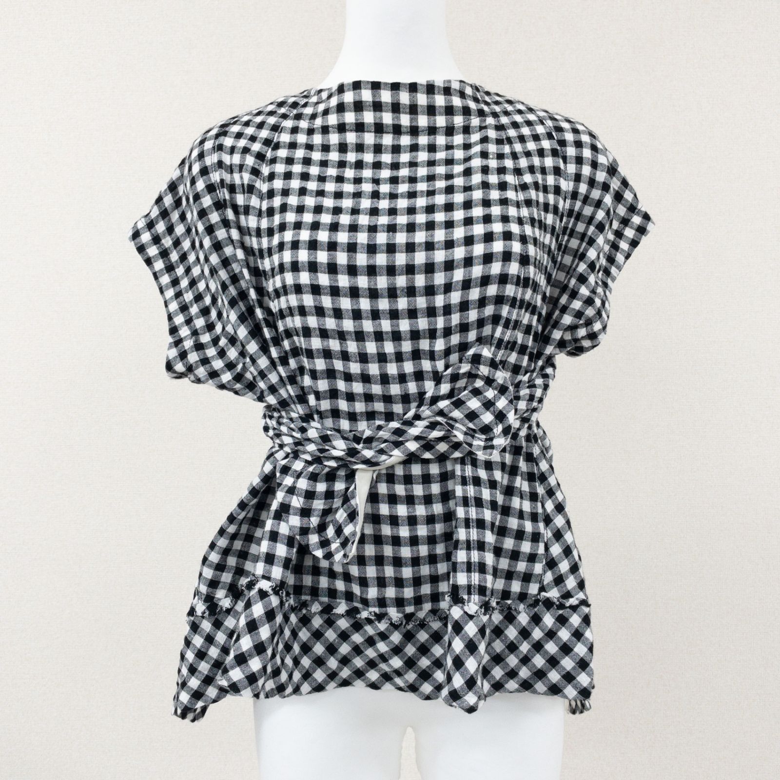 tricot COMME des GARCONS トリコ コムデギャルソン ブラウス 変形 リボン リネン レーヨン ブラック ホワイト 日本製 レディース M a00501