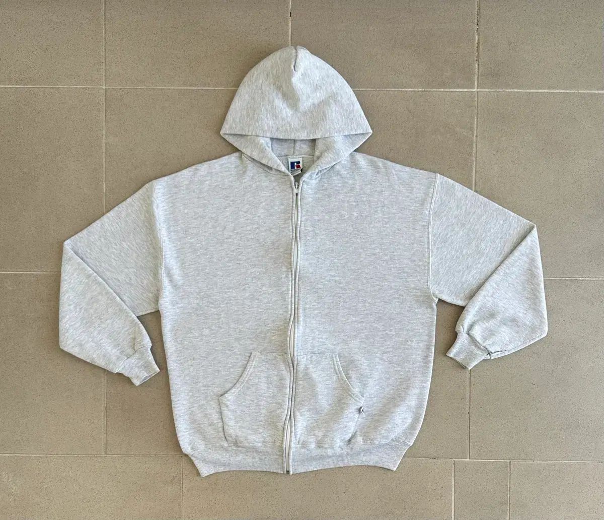 90s ヴィンテージ ラッセル フードジップアップ 明るいグレー XL USA