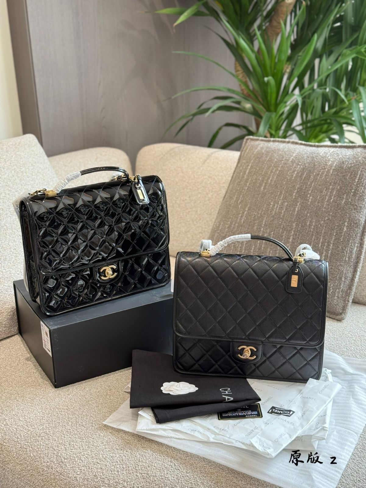 【今日特価】Chanel 22k パテントレザー ダブルショルダーバッグ-WTO輸入3