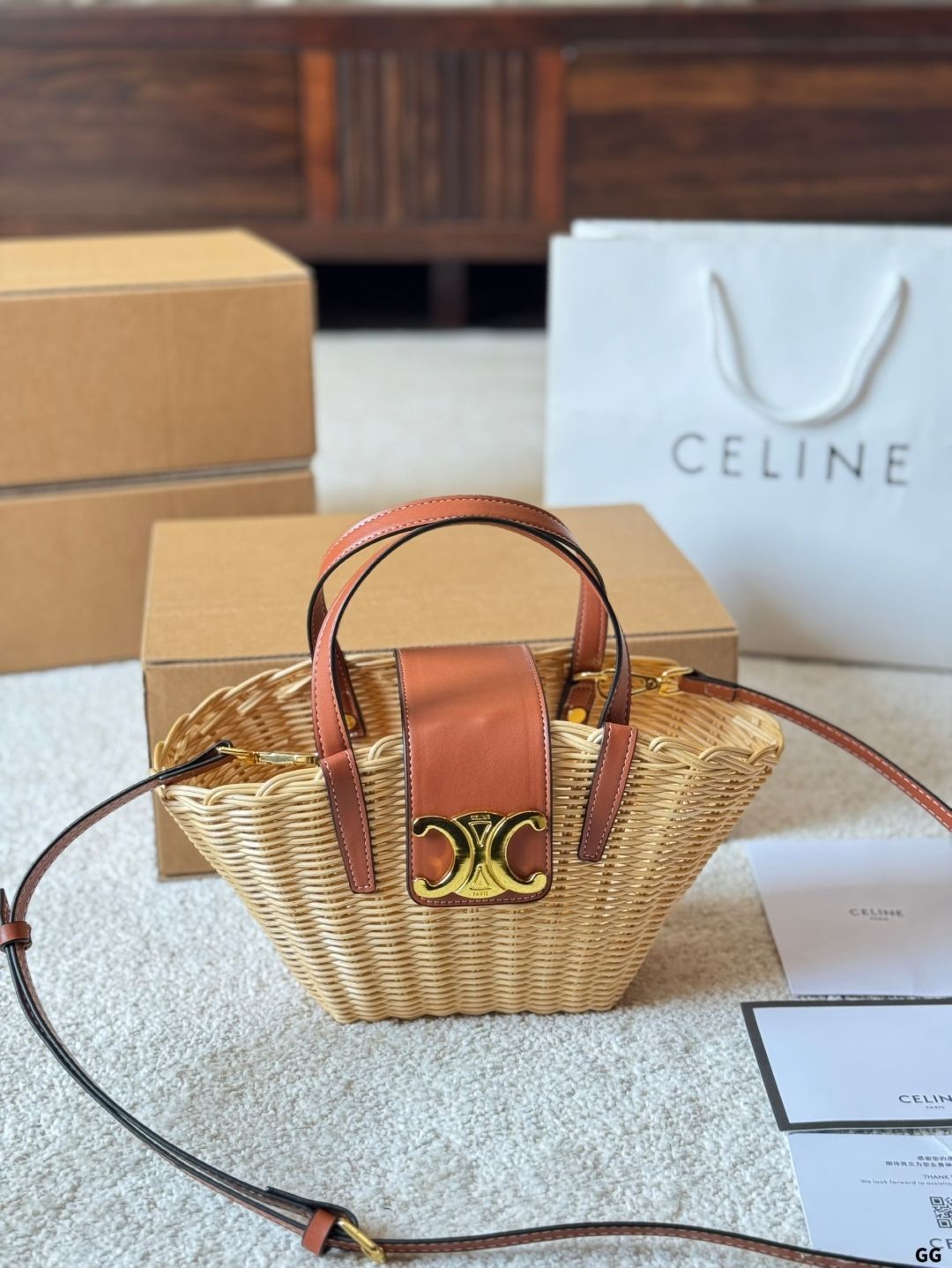 【今日特価】CELINE Woven Basket Bag - ティーン クーフィン 柳編みバッグ-WTO輸入3