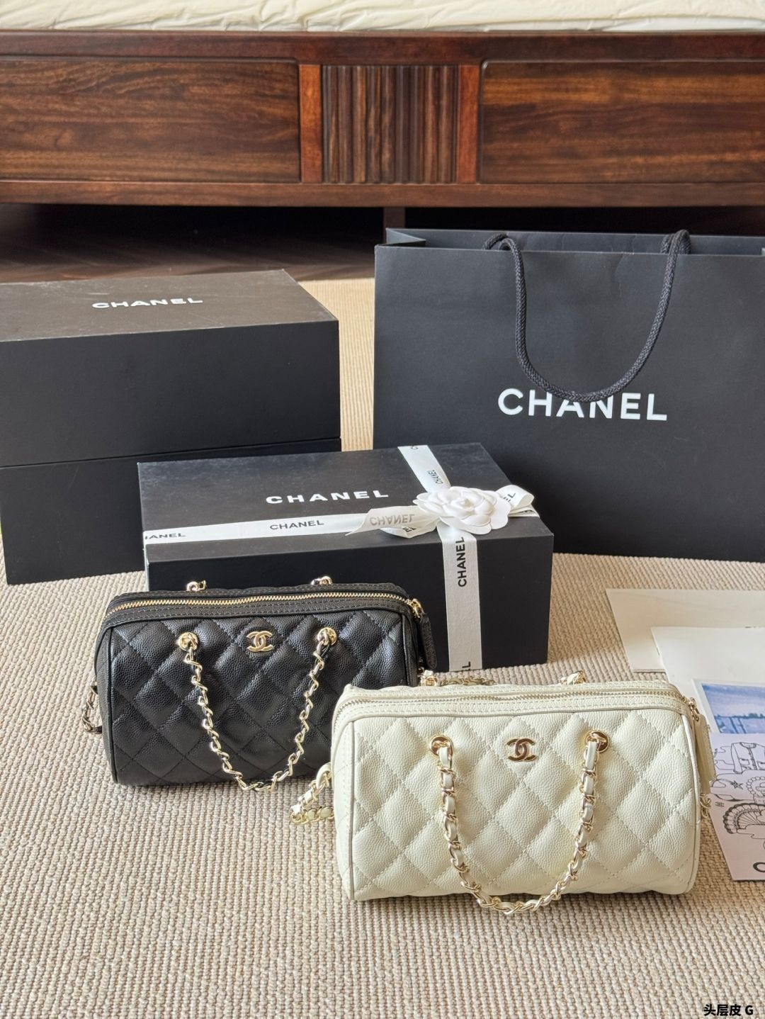 【今日特価】Chanel 25P Bowling Bag Platinum ?枝牛 / シャネル 25P ボーリングバッグ プラチナム ライチェンレザー-WTO輸入