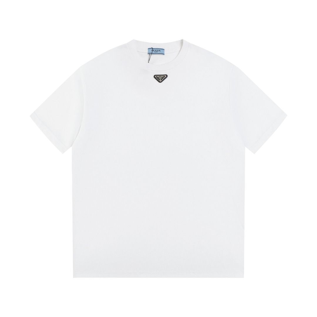 【今日特価】Prada トライアングルロゴ ミニマル T シャツ(カップル款