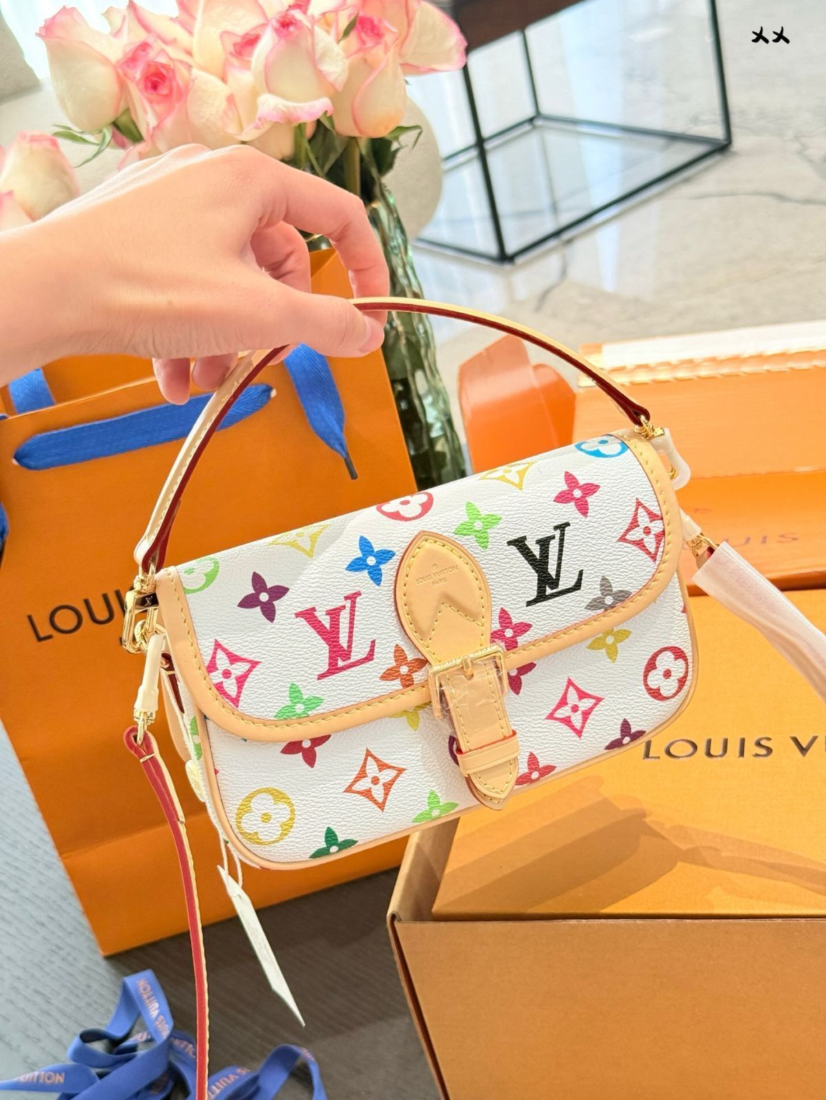 今日特価】LV x Murakami Takashi Nano Diane White Multicolored
