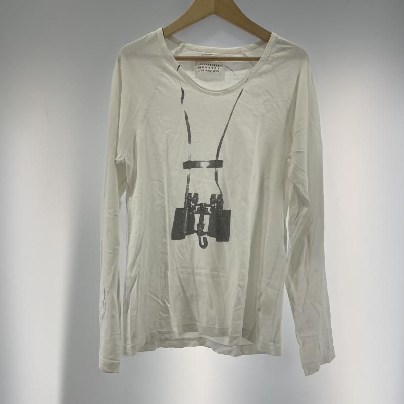 【中古】MARTIN MARGIELA 双眼鏡 転写プリント 長袖Tシャツ ホワイト サイズ46[19]