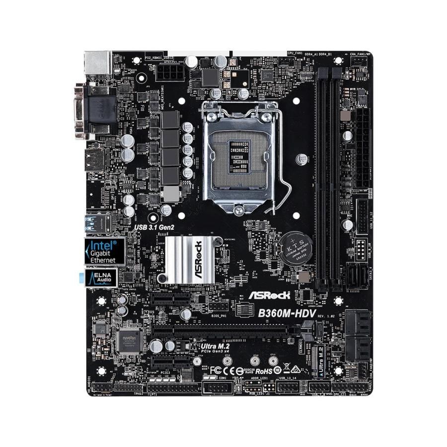 マザーボード ASRock B360M i5 8400 DDR4 2666 16GB ASRock B360M-HDV Intel B360 LGA1151 DDR4-2666 32GB M.2 SATA