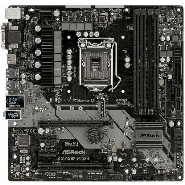ASRock Z370M Pro4 Intel Z370 LGA1151 DDR4-4300 64GB M.2 SATA Gigabit LAN HDMI DVI-D