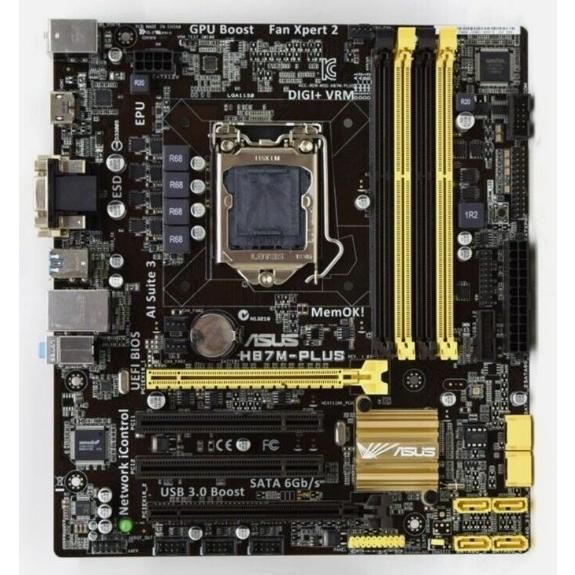 ASUS H87M-PLUS Intel H87 LGA1150 DDR3-1600 32GB SATA Gigabit LAN HDMI DVI-D VGA