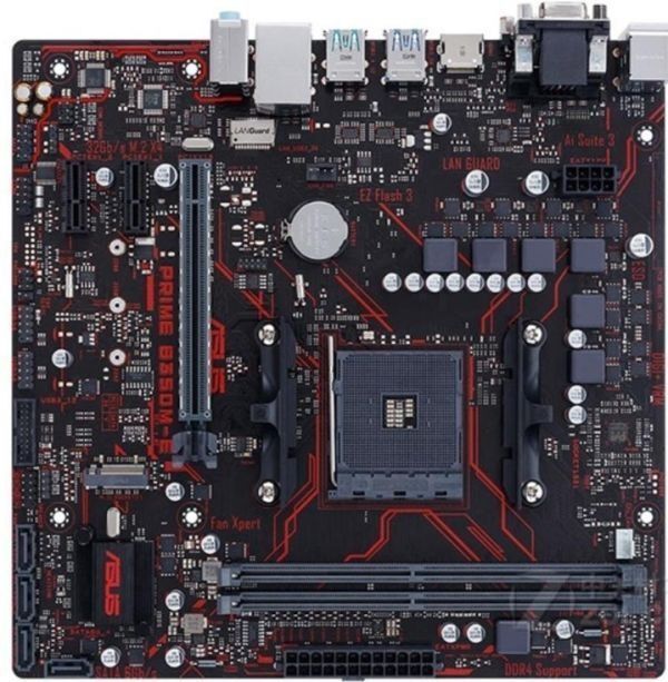 ASUS PRIME B350M-E AMD B350 AM4 DDR4-3200 32GB M.2 SATA Realtek GbE LAN HDMI DVI D-SUB