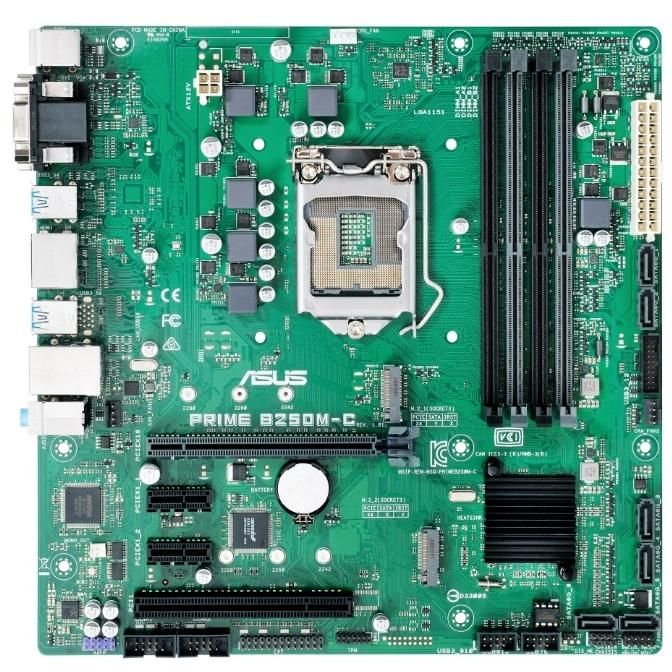 ASUS PRIME B250M-C Intel B250 LGA1151 DDR4-2400 64GB M.2 SATA Realtek Gigabit LAN DVI-D