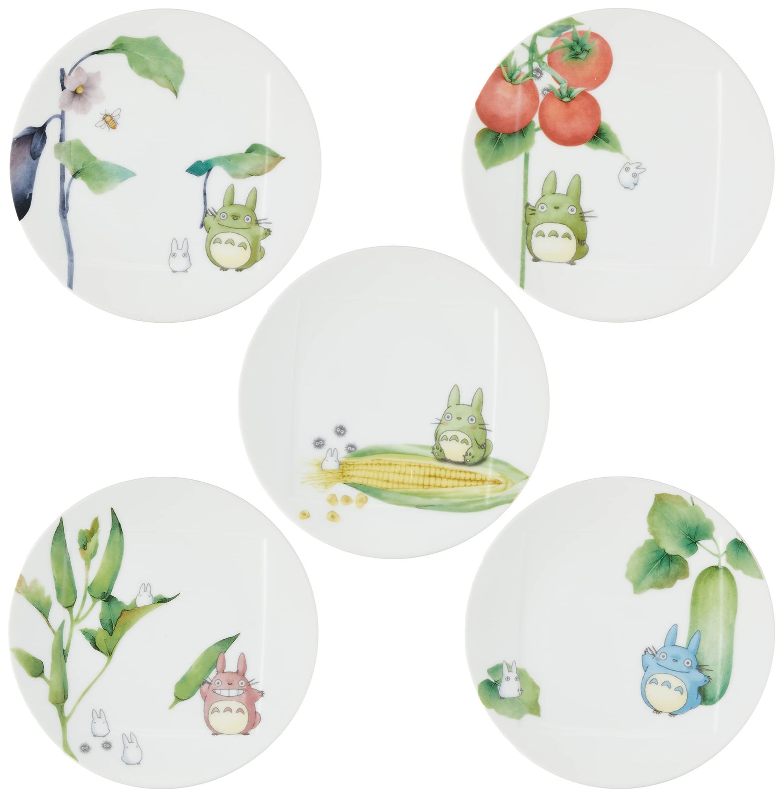 Noritake ノリタケ プレートセット(絵変り) 15.5cm となりのトトロ 野菜シリーズ 電子レンジ対応 食洗機対応 5枚 ファインポーセレン 1704-15L/VF99 [07:ラウンド15.5cm(5枚セット)] [07:絵変り(5種)] [単品]