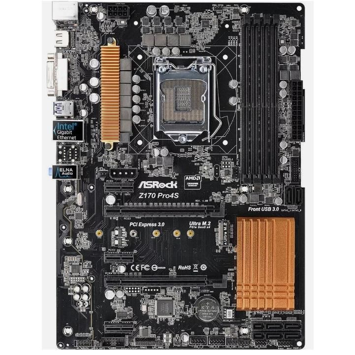 ASRock Z170 Pro4S Intel Z170 LGA1151 DDR4-3866 64GB SATA3.0 M.2 PCIe 3.0 x16 HDMI DVI-D