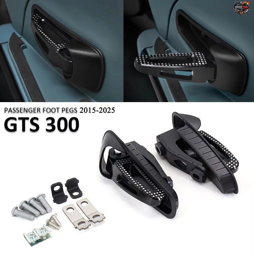VESPA GTS300 GTS300 オートバイ用アクセサリー リアパッセンジャーフットペグマウント ブラックペダル 2015-2022 - 25