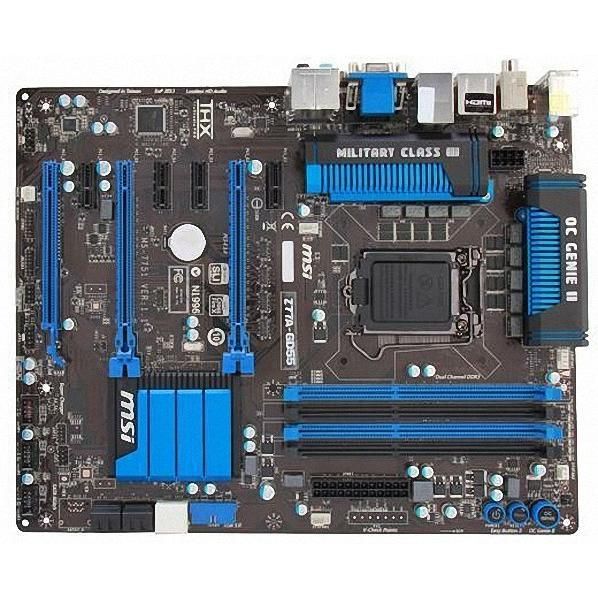 MSI Z77A-GD55 Intel Z77 LGA1155 DDR3-1600 32GB mSATA SATA Gigabit LAN HDMI DVI-D VGA Motherboard