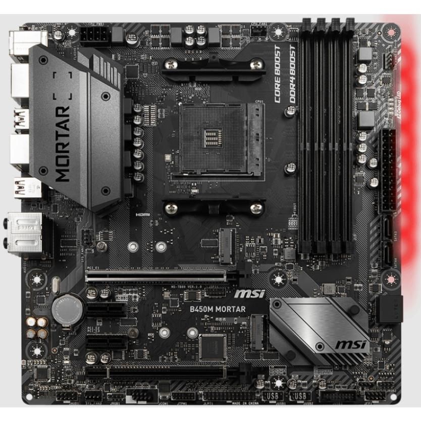 MSI B450M MORTAR AMD B450 AM4 DDR4-3200 64GB M.2 SATA Gigabit LAN HDMI DVI-D Motherboard