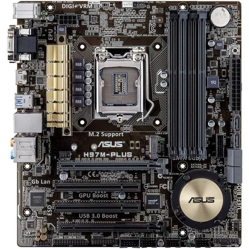 ASUS H97M-PLUS Intel H97 LGA1150 DDR3-1600 32GB SATA Gigabit LAN HDMI DVI-D VGA