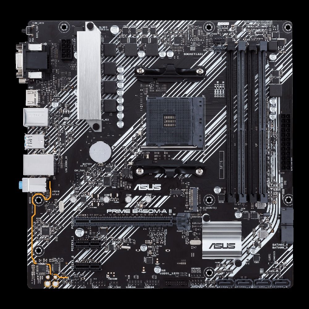 ASUS PRIME B450M-A II AMD B450 AM4 DDR4-4400 128GB M.2 SATA Gigabit LAN HDMI DVI-D D-SUB