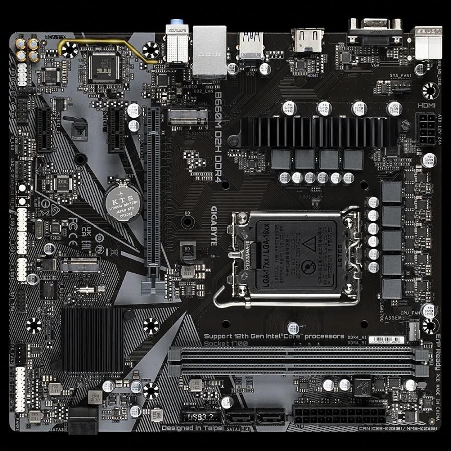 GIGABYTE B660M D2H DDR4 Intel B660 LGA1700 DDR4-3200 128GB M.2 SATA Gigabit LAN HDMI Motherboard