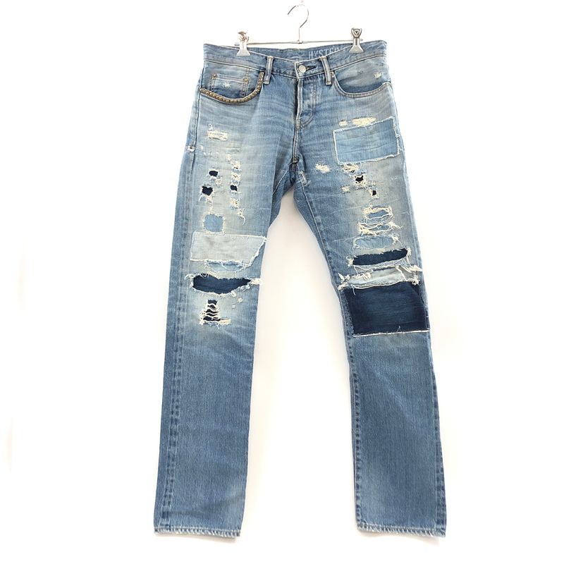 【中古品】HYSTERIC GLAMOUR ヒステリックグラマー KINKY DAMAGE DENIM PANTS 02231AP08 ダメージ デニムパンツ リペア加工 ボトムス【151-260613-hn-08-fur】