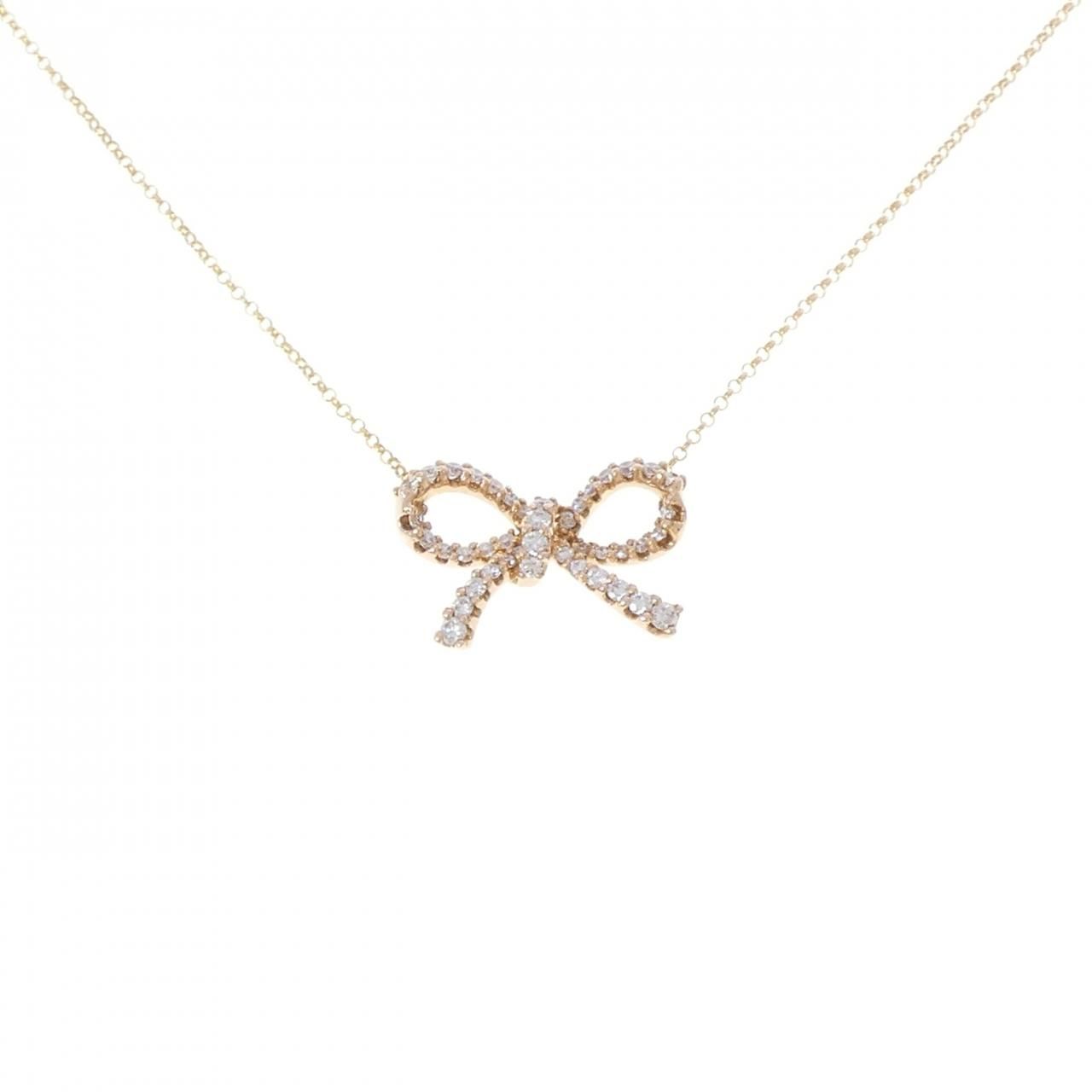 K18PG/K18YG リボン ダイヤモンド ネックレス 0.55CT